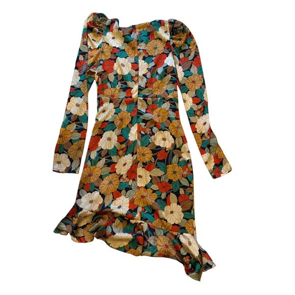 Aniye By Floral Satin Midi Dress – Navy Blue, Made in Italy | EU 40 - Picture 6 of 9